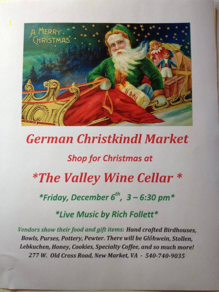 If you can be in New Market on Friday you don't want to miss this! Pick up some holiday spiced wine for holiday entertaining while you're there.