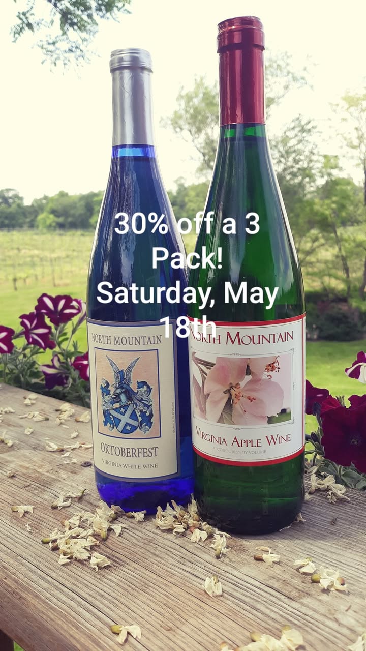 You read it right! Receive 30% when you purchase 3 bottles of Oktoberfest or Virginia Apple wine! #SpringhasSprungSale #NMTN