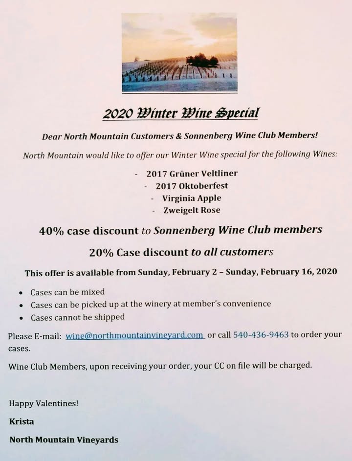This is the last weekend for the Winter Wine Special!