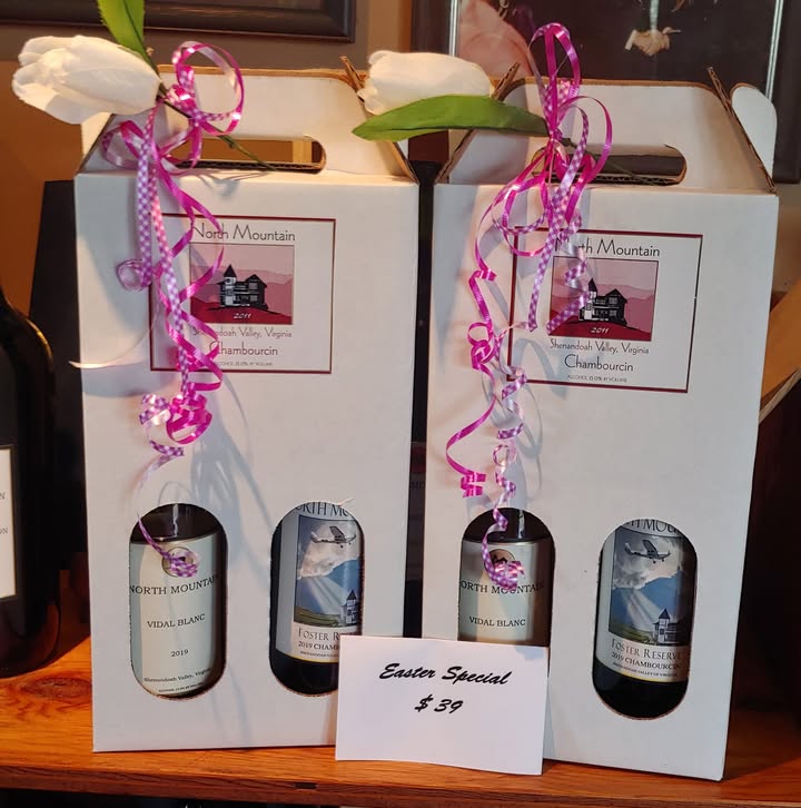 Easter Wine Special! A two pack of Vidal Blanc and Foster Reserve for only $39. On sale through April 17.