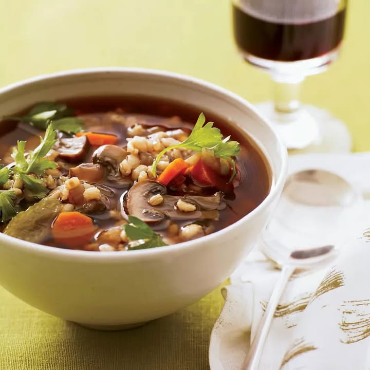 The first soup of January, 1/7, will be French provincial Beef Mushroom Barley. Served from 12 noon until gone.