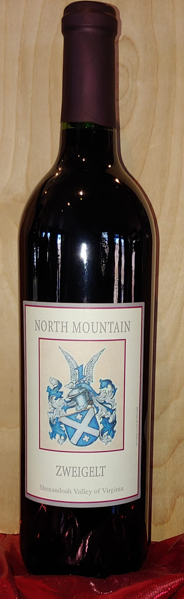 Bottle of North Mountain Zweigelt wine.