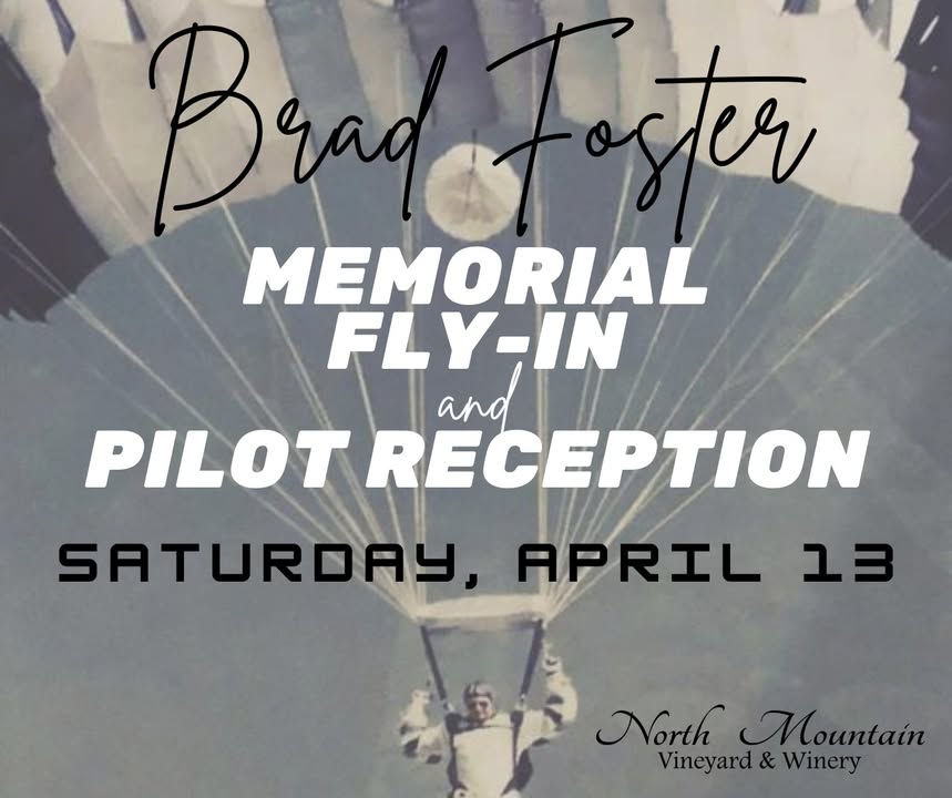 Join us on Saturday, April 13 as we honor one of our former owners at the Brad Foster Memorial Fly-In & Pilot Reception. Weather permitting, hang gliders will fly from the Woodstock Fire Tower and land in the fields of our vineyards during the afternoon. We invite the public to come by and chat with some of these pilots while enjoying a bottle of wine. Brad Foster was the owner/manager of the vineyard but also wore many hats. Not only was he a pilot for the army, he also served on the Army parachute team and was stationed in Germany for many years, as well as the loving husband and best friend of our owner, Krista. This picture of Brad was taken during a jump in Pasa Robles, CA.