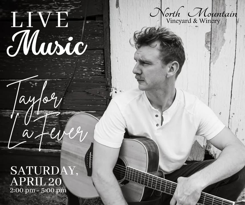 Join us on Saturday, April 20 for live music with Taylor LaFever. Taylor LaFever is a native of Shenandoah County, Virginia. He is a Indie-Country, Folk, and Americana singer, songwriter, and performer. Currently a candidate for a Master in Music Technology and Studio Production degree from Southern Utah University, it is likely you'll catch him at a local vineyard or brewery, he's been playing live shows in the Shenandoah Valley Region since his return from the West Coast. LaFever began writing his own songs around the age of 16. The traditional classroom where he had first learned saxophone and guitar hadn't kept his interest. He strived to develop his own sound, sing his own songs, and develop his own identity. He found that his raspy, folk voice sets him apart from the crowd and that his non-traditional music education gives him a different way at viewing songwriting. He got his chops playing on the streets in Bellingham, Washington. After finding some success there, booking shows and gaining some traction, he found himself yearning to return home to the people he loves. This has been a big year for Taylor. Moving back from Washington, beginning his Master's program, and beginning to book shows in the Valley, also anticipating the release of an EP with friend and Nashville artist Wyte Tyson. He also has been working with local artists Dylan Norquest and Kyle Ervin to produce more original music.