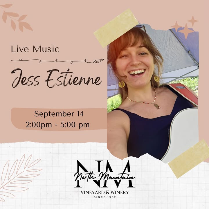 Unwind and relax this weekend at North Mountain Vineyard with a delightful afternoon of live music by Jess Estienne! 🎶🍷 Jess a singer-songwriter from Virginia. North Mountain is the perfect setting to enjoy the beautiful fall weather, sip on some delicious wines, and listen to captivating tunes. Imagine yourself surrounded by scenic views, clinking glasses with friends, and swaying to Jess Estienne's music. Sounds like a perfect weekend, doesn't it? Head to North Mountain Vineyard this Saturday, September 14, 2024 and experience it for yourself! Winery hours: 11 am - 5 pm #northmountainvineyard #JessEstienne #livemusic #vineyard #winery #vineyardandwinery #shenandoahvalleywine #shenandoahvalleywinetrail