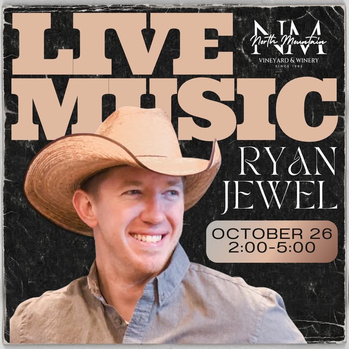 Join us this Saturday, October 26 for your listening pleasure with singer/songwriter and Nashville recording artist Ryan Jewel. Gather around the fireplace with your friends and enjoy the wine and the music!