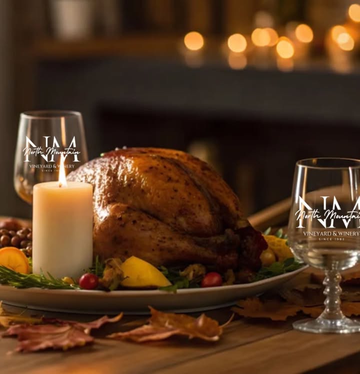 Thanksgiving Pairing Guide from North Mountain Vineyard & Winery 🦃 Planning your holiday feast? Here are three North Mountain wines that pair beautifully from appetizers all the way to dessert! 🥂 Appetizers - 2021 Grüner Veltliner Light, crisp, and elegant with notes of peach and sage. Pairs perfectly with cheese boards, deviled eggs, or light starters before the big meal. 🍷 Main Course - 2023 Cabernet Franc A rich, medium-bodied red aged 10 months in French oak with notes of raspberry and spice - the ideal companion to roasted turkey, herb stuffing, and gravy. 🍰 Dessert - Spiced Holiday Wine Our cozy, semisweet mulled wine infused with spices. Serve warm for that classic holiday glow - or chill and enjoy with pumpkin or pecan pie! ✨ Visit us this week (we reopen Wednesday 11-5 - Sunday 11-5) to grab your Thanksgiving pairings and don’t forget to take a bottle (or two) for the table! #NorthMountainWinery #VAWine #ThanksgivingWinePairing #DrinkLocal #ShenandoahValleyWine #SupportLocalWineries #HolidayWine #WineLovers #VirginiaWine #VirginiaWineries #WineCountry