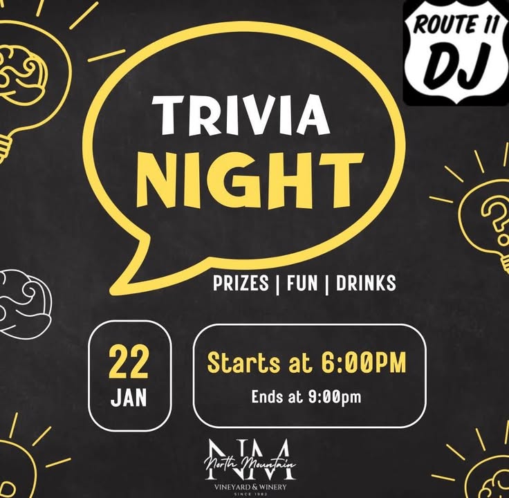 If you’re sitting at home wondering what to do… we’ve got you covered. Trivia Night | Thursday, Jan 22 | 6PM-9PM ✨ $10 grazing table - snacks & food while supplies last! 🏆 Prizes • Drinks • Good vibes No prep. No pressure. Just show up, grab a drink, and play. 👉 Bring friends, bring your brain, or just come for the snacks. Doors open. Trivia starts at 6. We’ll save you a spot!🍷