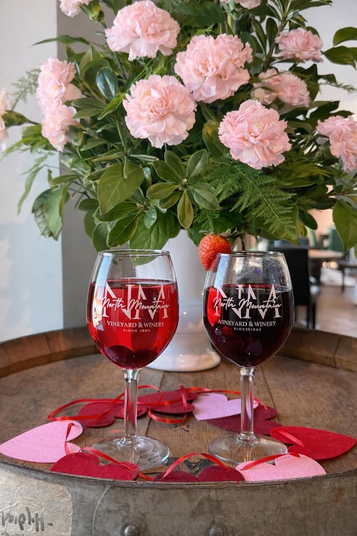 π Valentine Wine Cocktails now pouring at North Mountain Vineyard & Winery π· Made for date days, besties, and sweet sips β€οΈ π Sweetheart Sangria Mountain Midnight β’ Sprite β’ Grenadine β’ Cran-Pomegranate Juice Finished with a fresh strawberry π *Mocktail version available π Blushing Riesling Kiss Riesling β’ Grenadine β’ Cranberry Juice Finished with premium cocktail cherries π *Mocktail version available π Seasonal! Come sip something sweet with us! Open Wednesday-Sunday β’ 11-5 #virginiawine #winecocktails #mocktails #valentinesday #winerylife #vineyardlife #winetime #shenandoahcounty #shenandoahvalley