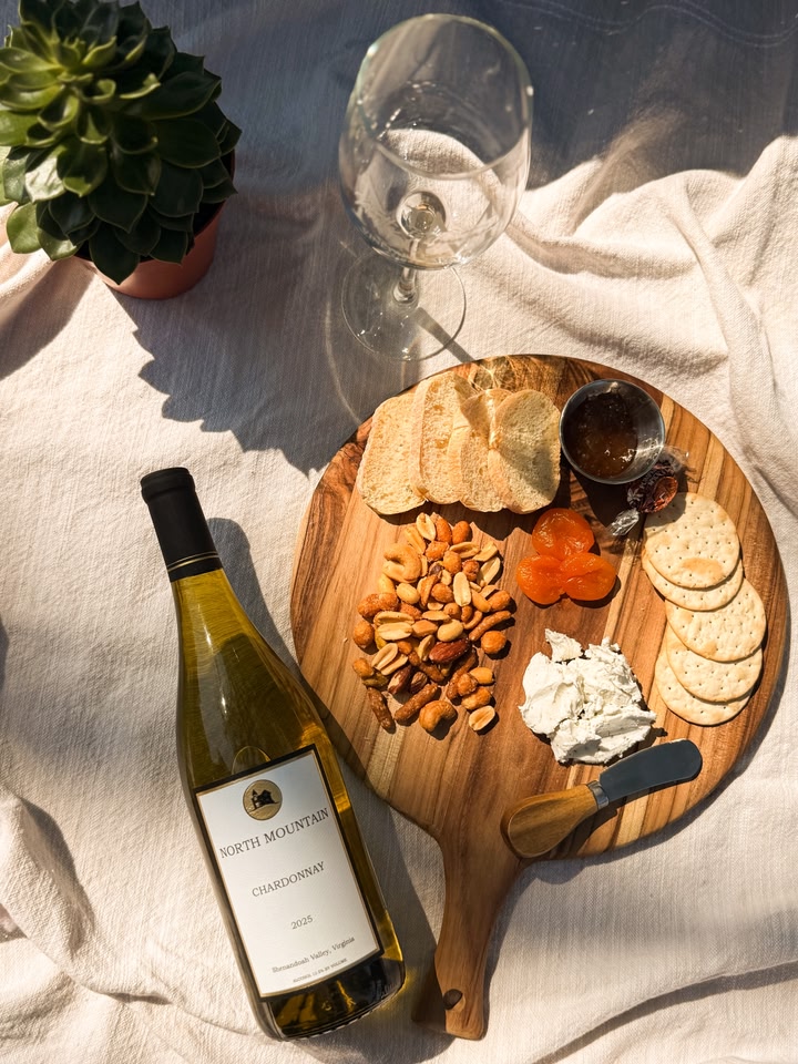 Chardonnay, a little something to share, and the afternoon sun.