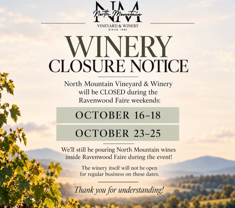 🍷 IMPORTANT WINERY CLOSURE NOTICE 🍷